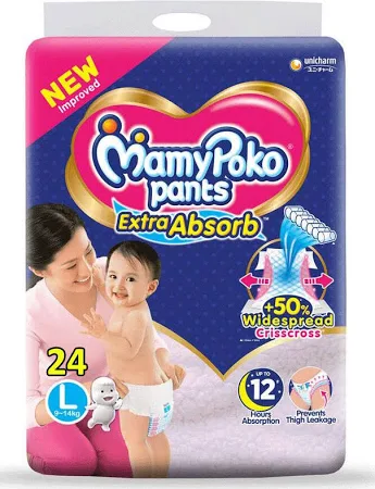 MamyPoko Baby Diapers Pants Extra Absorb Large